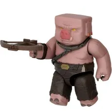 A close-up of the Piglin action figure, showing it with its crossbow accessory