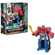 A boxed and unboxed Transformers Optimus Prime figure from the Rise of the Beasts movie