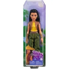 Front view of a Disney Princess Raya doll in her full retail packaging.