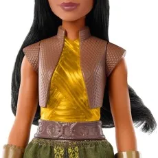 Close-up of the Raya fashion doll's signature outfit from the waist up.