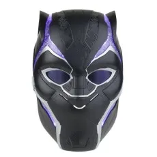 A Black Panther mask with purple and silver light-up accents and intricate tribal patterns.