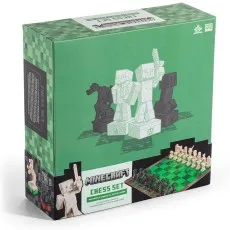 A full view of the Minecraft chess set box with the chess set shown on the front