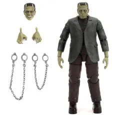 Universal Monsters Frankenstein action figure with interchangeable heads and hands, and handcuffs.