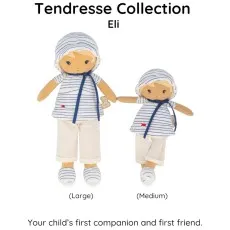 Kaloo Tendresse Collection Eli dolls in large and medium sizes, side by side.
