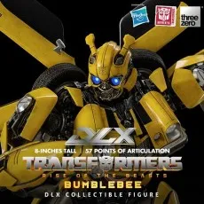 A close-up promotional image of the Transformers Rise of the Beasts Bumblebee collectible figure