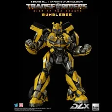 A promotional image of the Bumblebee collectible figure from Transformers in a striking, ready-for-combat stance
