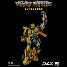 The Bumblebee collectible figure is posed in a dynamic leaping stance with a cannon on one arm.