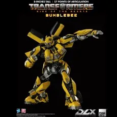 The Bumblebee collectible figure is posed in a ready-for-action crouch, against a black background.