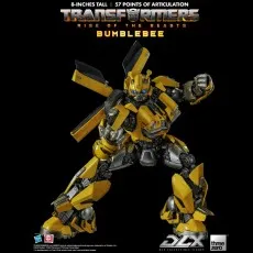 The DLX Bumblebee figure is posed with one arm extended forward as if pointing.