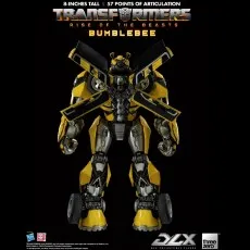 The Transformers Rise of the Beasts Bumblebee collectible figure is shown in a full back view.