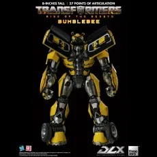 The Transformers Rise of the Beasts Bumblebee figure is shown from the back, against a black background.