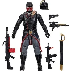 A full view of the Cobra Iron Grenadier action figure with its accessories