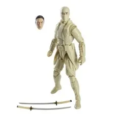 A white-clad Storm Shadow action figure with two katanas and an unmasked head