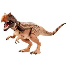 A side-angle view of a Metriacanthosaurus toy with its head turned to the left.