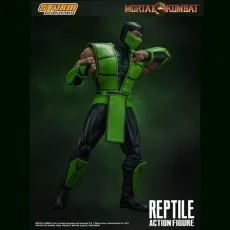 A Storm Collectibles action figure of Reptile, posing in a fighting stance.