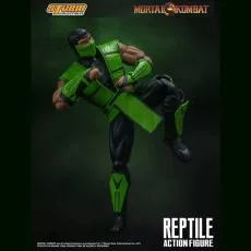 A Storm Collectibles' Reptile figure, in a dynamic action pose with one leg raised.