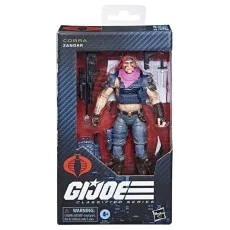 A G.I. Joe Classified Series Cobra Zandar action figure in its box