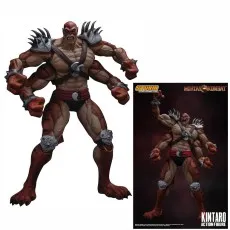 A Kintaro collectible toy standing with clenched fists and a fierce expression.