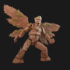 A Groot toy with green moss details and massive winged attachments, ready to fly.