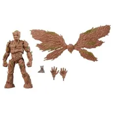 Groot action figure with wings, a baby Rocket, and two different hands for posing.