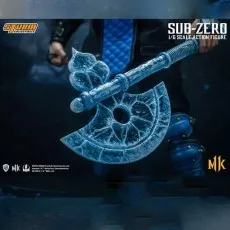 A close-up of the translucent ice axe accessory for the Sub-Zero action figure.