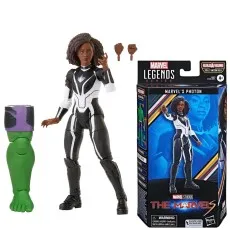 Marvel's Photon action figure in a white and black suit, with the packaging and a green Hulk leg.