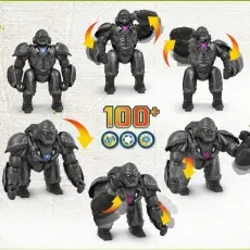 A diagram showing the Optimus Primal toy's 100+ sounds, actions, and light combinations.