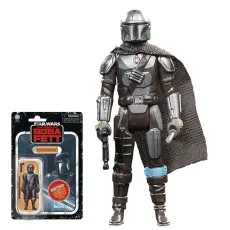 A Star Wars Retro Collection action figure of The Mandalorian, both in and out of the packaging.