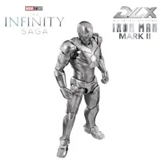 The Iron Man Mark II action figure in a polished silver suit, standing with both arms at its sides.