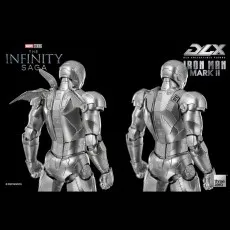 The Iron Man Mark II action figure viewed from the back, showing its detailed silver armor.