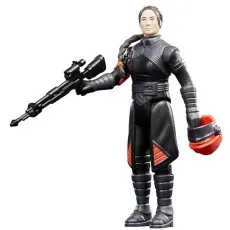 An action figure of Fennec Shand holding her rifle and helmet.