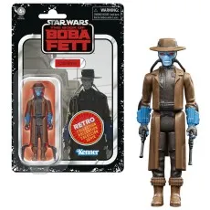 A Cad Bane action figure from Star Wars, shown packaged in a retro-style card and as a loose figure.