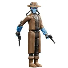 A detailed action figure of Cad Bane, with his signature blue skin and black tubes on his fac.