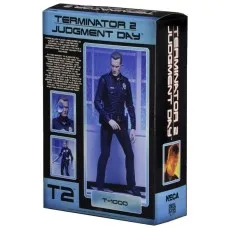 A product shot of a NECA T-1000 action figure box from Terminator 2 Judgment Day.