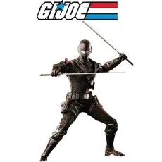 Snake Eyes G.I. Joe action figure in an action pose, holding two katanas in a battle stance