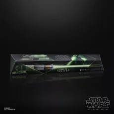 Box for a Star Wars The Black Series Force FX Elite Luke Skywalker Lightsaber, on a black background