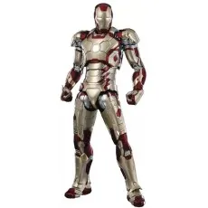 Iron Man action figure (Mark 42 or 43) in gold and red armor on a white background