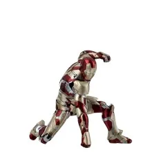 Iron Man Mark 42 or 43 action figure in a dramatic kneeling pose, red and gold armor.