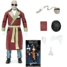 An action figure of the Invisible Man unwrapped with interchangeable accessories.