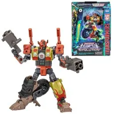 The Transformers Legacy Evolution Deluxe Class Crashbar action figure and its product packaging.