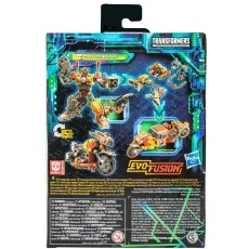 The back of the Transformers Legacy Evolution Crashbar toy box, showing the transformation steps.