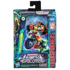 The product box for the Transformers Legacy Evolution Deluxe Class Crashbar action figure.