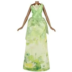 A headless doll of Princess Tiana in her signature shimmery green dress.
