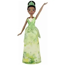 A Tiana doll from The Princess and the Frog, wearing a green lily pad dress.