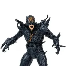 Close-up of the Dark Flash action figure's torso and head, showing its dark, textured design