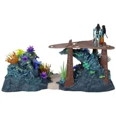 A detailed toy diorama of a bioluminescent reef from the movie Avatar.