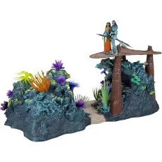 An Avatar-themed playset with a wooden platform, a path, and glowing bioluminescent coral.