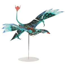 The Avatar Ikran action figure, out of the box and on a stand, with its packaging shown.