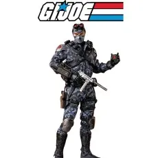 G.I. Joe Snake Eyes figure in urban camo, holding a submachine gun and a grenade