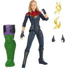 Captain Marvel action figure with accessories including alternate hands, energy bursts, and a Hulk Build-A-Figure leg